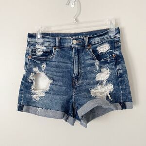 American Eagle Size 4 Ripped Distressed Stretch Mom Shorts High Rise